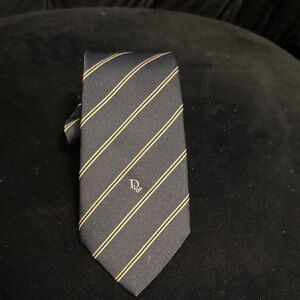 Dior Men's Tie in Navy with Gold Stripes